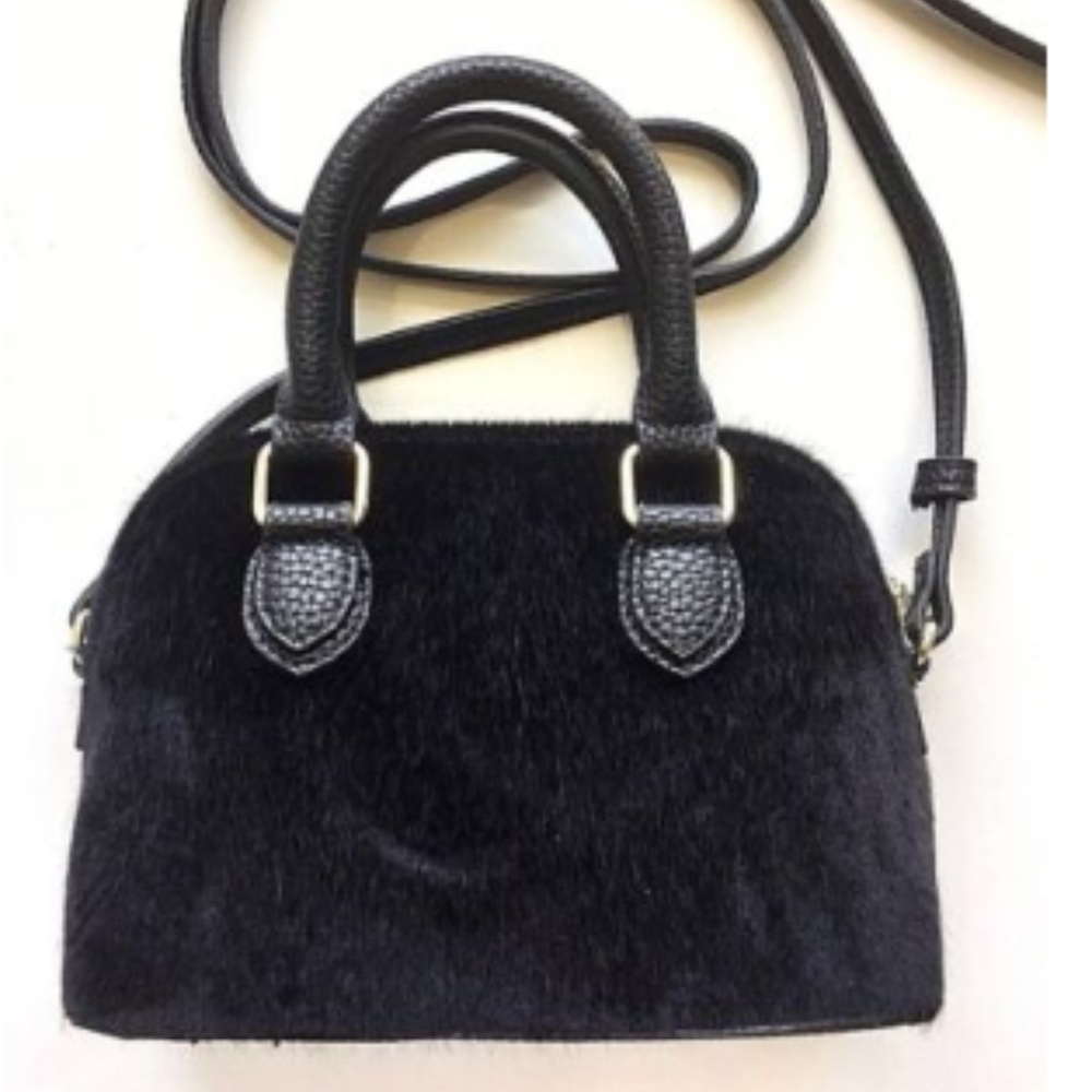 ‼️Black Faux Pony Hair Mini Dome Handbag